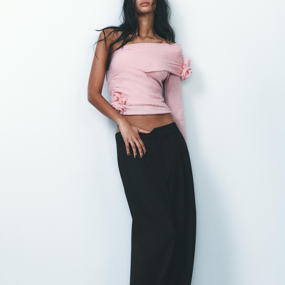 Zara Pink One-Shoulder Top